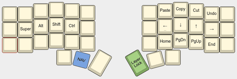 Nav layer with a Layer Lock key.